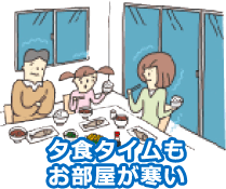 夕食タイムもお部屋が寒い